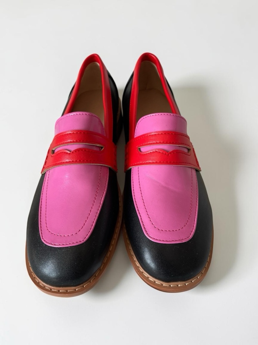 Women’s Colorblock Pink & Red Penny Loafers